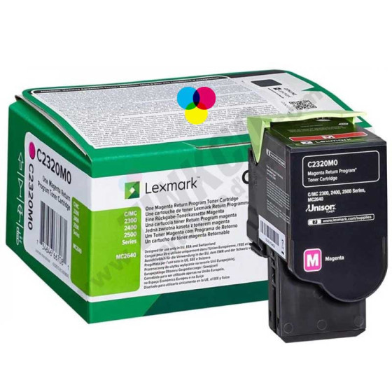 Lexmark C2320M magenta, Toner laser de marque Lexmark magenta 1000 pages