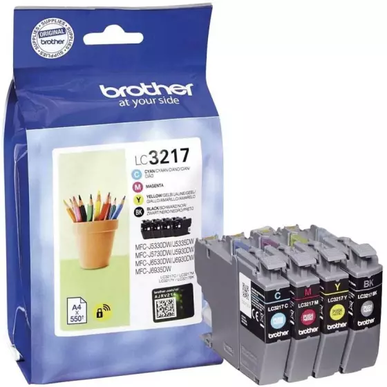Brother LC3217 Value Pack - Lot de 4 cartouches d'encre de marque LC3217VAL noir et couleur