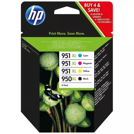 HP 950 / 951 (C2P43AE) - Pack de 4 cartouches de marque HP 950XL et 951XL noir et couleurs