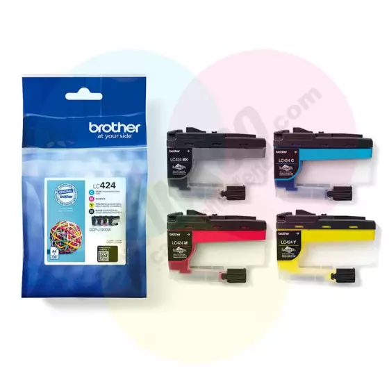 Brother LC424 noir et couleur Value Pack - 4 cartouches d'encre de marque Brother LC424. 750 pages