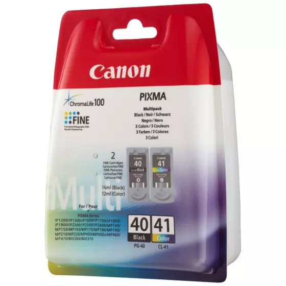 Canon PG-40 / CL-41 - Cartouche de marque Canon PG40 noire + CL41 couleur PETITE CAPACITÉ
