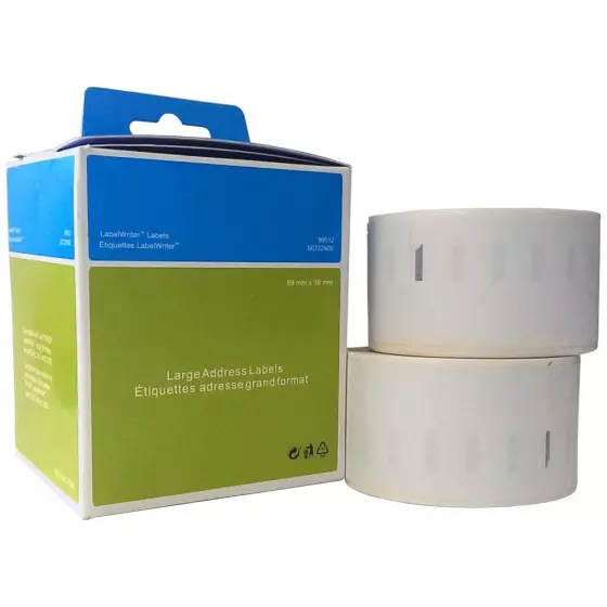 10 Rouleaux Étiquettes 12.5x51mm Compatibles Dymo 99017 – 2200 Étiquettes Total, Noir Sur Blanc, Thermique Permanent