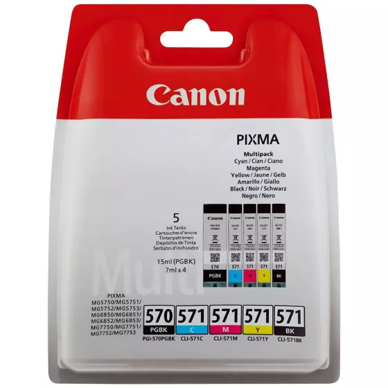 Multipack Canon PGI-570/CLI-571 - Pack de 5 cartouches de marque Canon 0372C004
