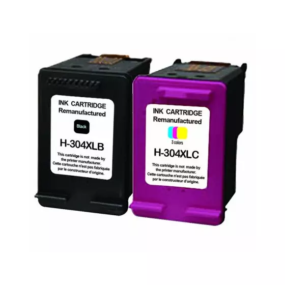 HP 304 XL - LOT de 2 cartouches compatibles HP 304XL noir et couleur de GRANDE CAPACITE.