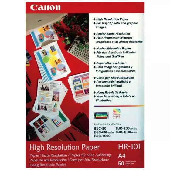 Papier Haute Résolution de Marque Canon 106g : boîte de 50 feuilles A4 21x29,7
