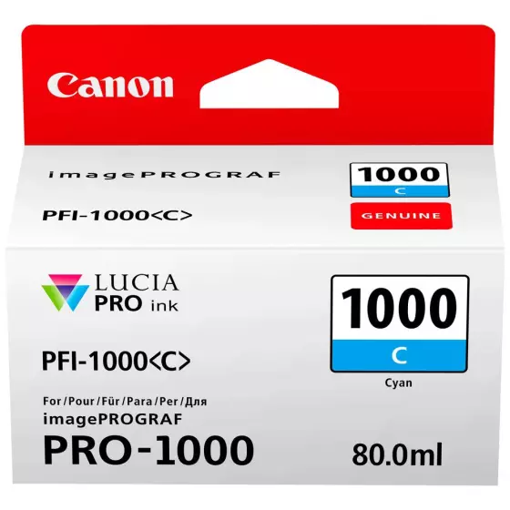 Cartouche CANON PFI-1000C (PFI1000C) cyan - cartouche d'encre de marque CANON