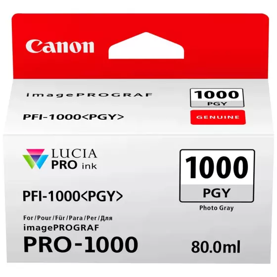 Cartouche CANON PFI-1000PGY (PFI1000PGY) photo gris - cartouche d'encre de marque CANON