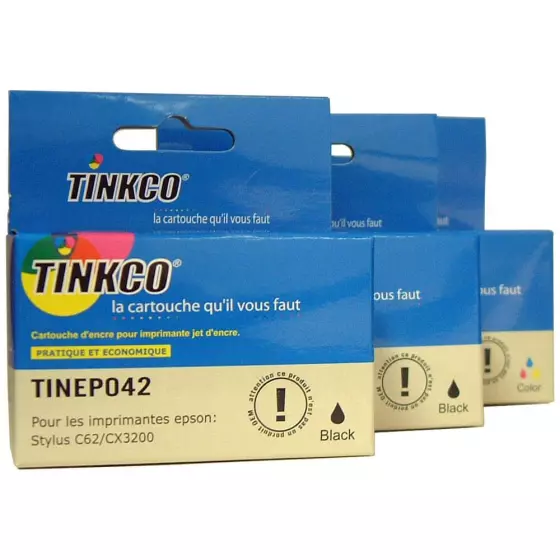Le meilleur choix : 3 cartouches génériques de qualité Tinkco noir & couleur pour imprimantes Epson C62 / CX3200