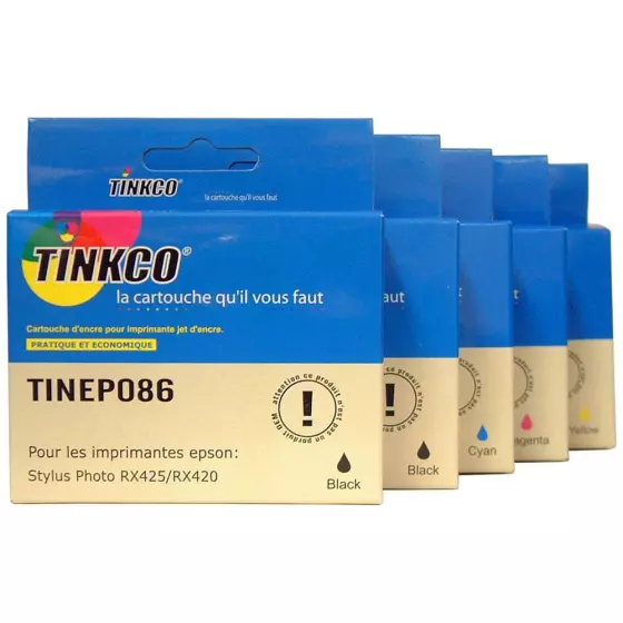 Le meilleur choix : 5 cartouches génériques de qualité Tinkco noir & couleur pour imprimante Epson RX420 / RX425 / RX520