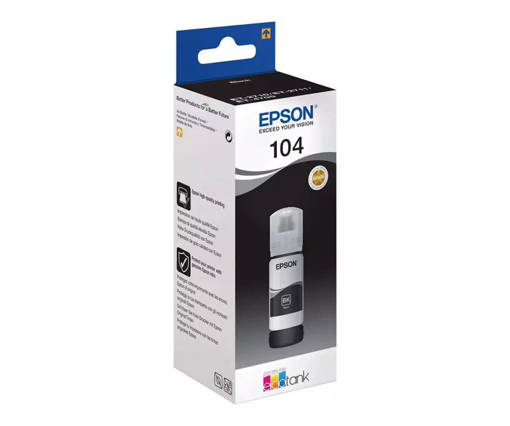 Bouteille EPSON 104 / C13T00P140 (T00P1) noir - bouteille d'encre de marque  EPSON