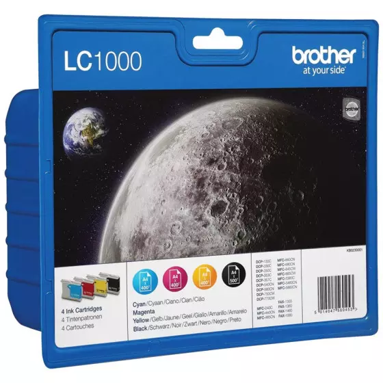 Brother LC1000 - Pack de 4 cartouches de marque Brother LC1000 (noir, cyan, jaune, magenta)