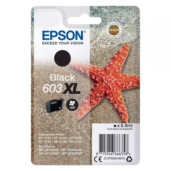 Cartouche EPSON 603XL Etoile de Mer C13T03A14010 (T03A1) noir - cartouche d'encre de marque EPSON