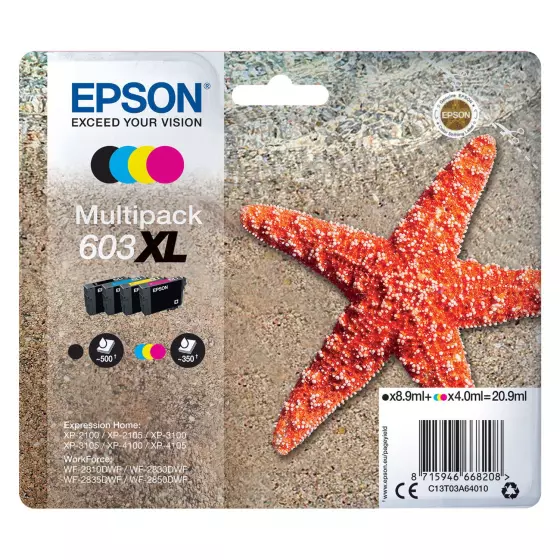 Multipack de marque Epson 603XL - Etoile de mer - 4 couleurs XL 603