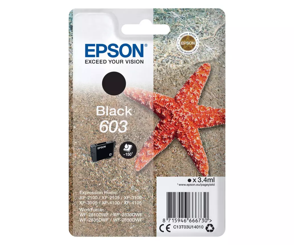 Cartouche EPSON 603 Etoile de Mer C13T03U14010 (T03U1) noir - cartouche  d'encre de marque EPSON