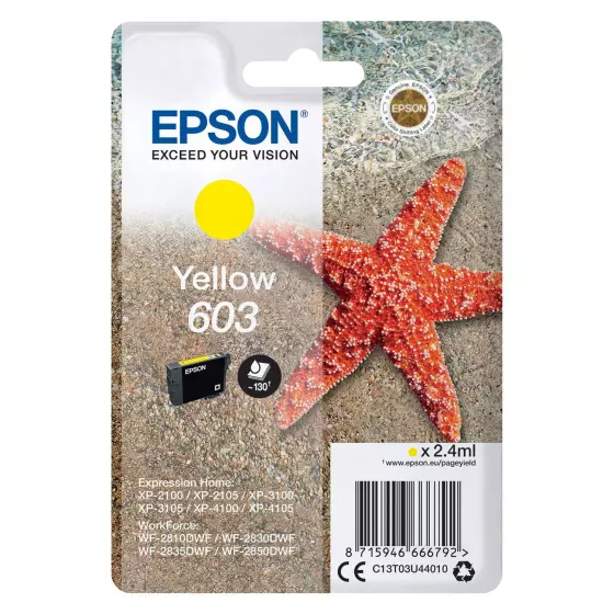 Cartouche EPSON 603 Etoile de Mer C13T03U44010 (T03U4) jaune - cartouche d'encre de marque EPSON