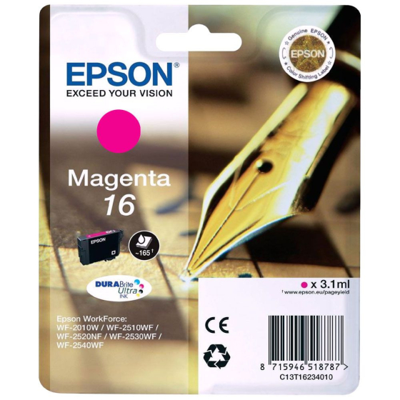 Cartouche de marque Epson T1623 - Série 16 (stylo plume) - Magenta (165 pages)