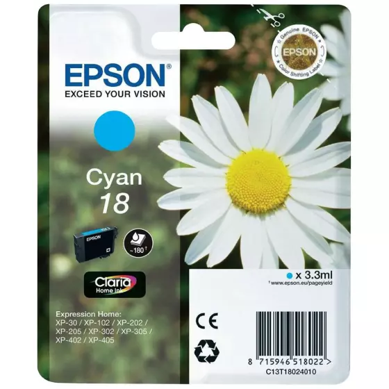 Cartouche EPSON T1802 Pâquerette (T1802) cyan - cartouche d'encre de marque EPSON