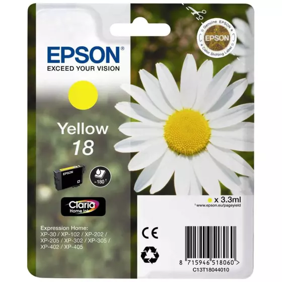 Cartouche EPSON T1804 Pâquerette (T1804) jaune - cartouche d'encre de marque EPSON