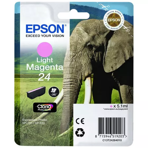 Cartouche EPSON T2426 Eléphant (T2426) photo magenta - cartouche d'encre de marque EPSON