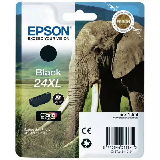Cartouche EPSON T2431 Eléphant (T2431) noir - cartouche d'encre de marque EPSON