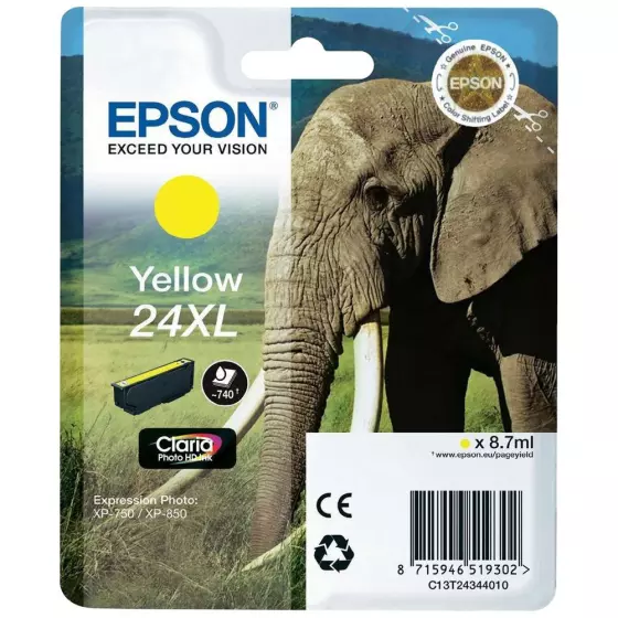Cartouche EPSON T2434 Eléphant (T2434) jaune - cartouche d'encre de marque EPSON