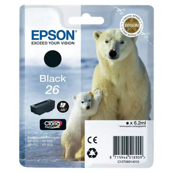 Cartouche EPSON T2601 (T2601) noir - cartouche d'encre de marque EPSON