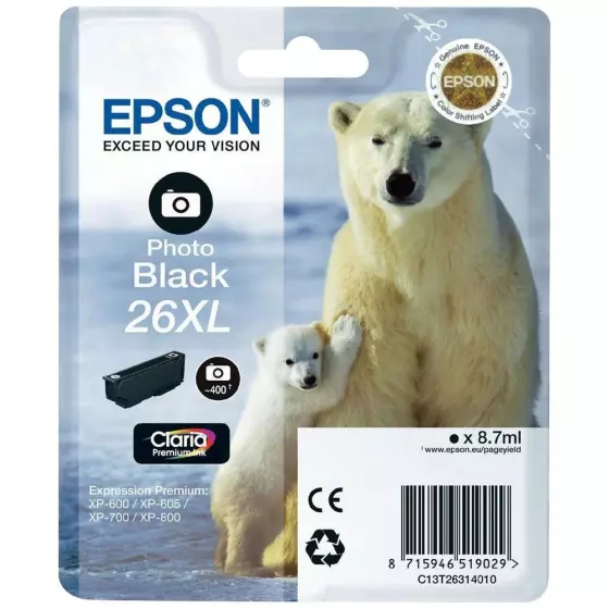 Cartouche d'encre EPSON T2631 (T2631) photo noir
