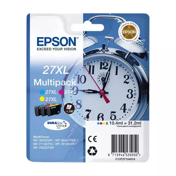 MultiPack Epson T2715 - 3 cartouches couleurs de marque Epson Série 27XL (réveil)