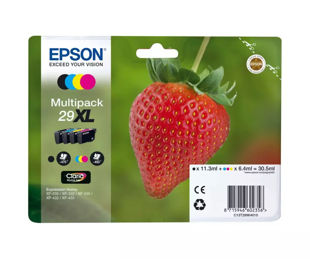 Cartouche encre Epson T2996 / 29XL - Lot de 4 cartouches compatibles Epson  fraise 29 XL + 1 noire OFFERTE 29XL