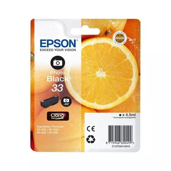 Cartouche EPSON T3341 (T3341) photo noir - cartouche d'encre de marque EPSON