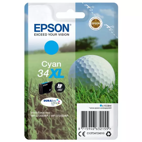 Cartouche EPSON T3472 Balle de Golf XL (T3472) cyan - cartouche d'encre de marque EPSON