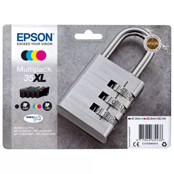 Epson T3596 - Pack de 4 cartouches d'encre de marque 35XL / Cadenas
