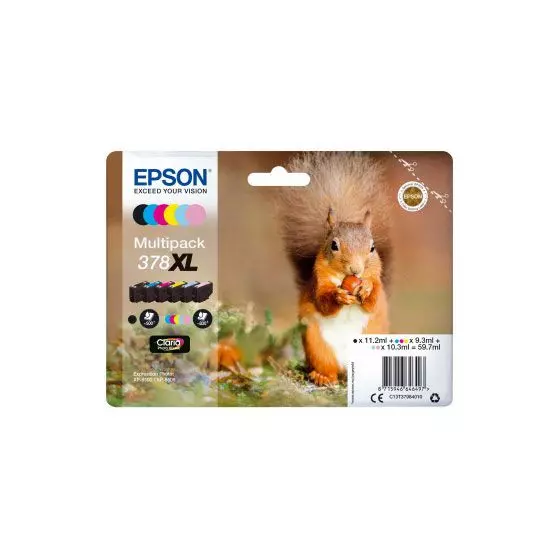 Multipack de marque Epson 378XL écureuil / T3798 noir et couleurs - 59,7ml