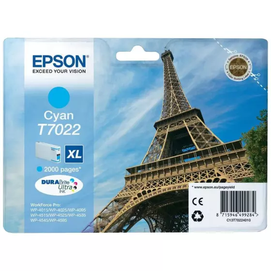 Cartouche EPSON T7022 (T7022) cyan - cartouche d'encre de marque EPSON