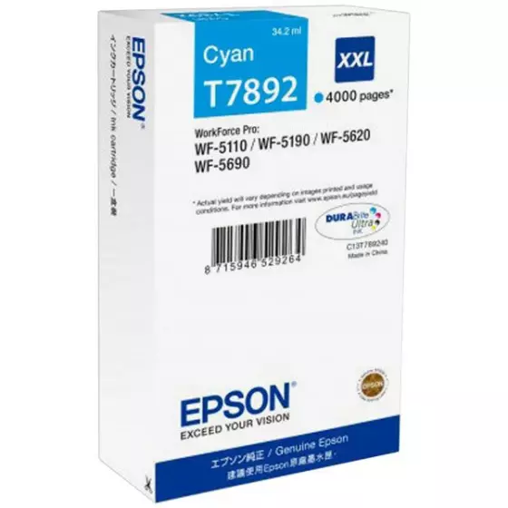 Cartouche EPSON T7892 (T7892) cyan - cartouche d'encre de marque EPSON