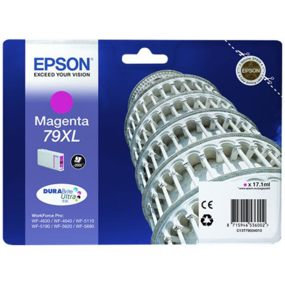 Cartouche d'encre de marque Epson T7903 - Série 79XL (Tour de Pise) - Magenta (17,1 ml)