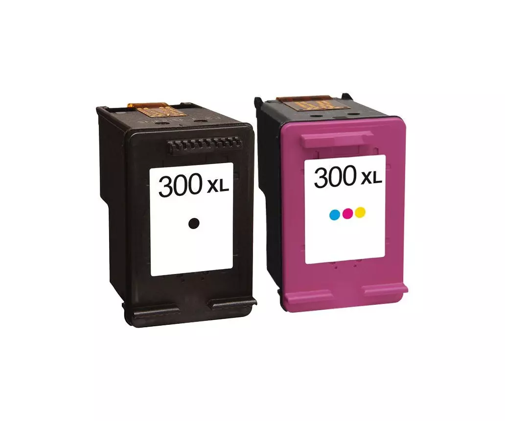 HP 300XL - LOT de 2 cartouches compatibles (1 noire + 1 couleur)  équivalentes aux modèles HP n°300XL BK et HP n°300XL CL (grande