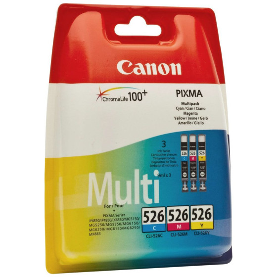 Canon CLI-526 - Pack de 3 cartouches de marque Canon CLI-526 / 4541B006AA (cyan, jaune, magenta)