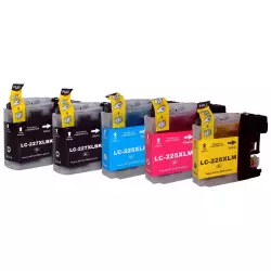 Pack De 5 Cartouches QUALITONER Compatibles Brother LC980XL - 2 Noirs + Cyan + Magenta + Jaune