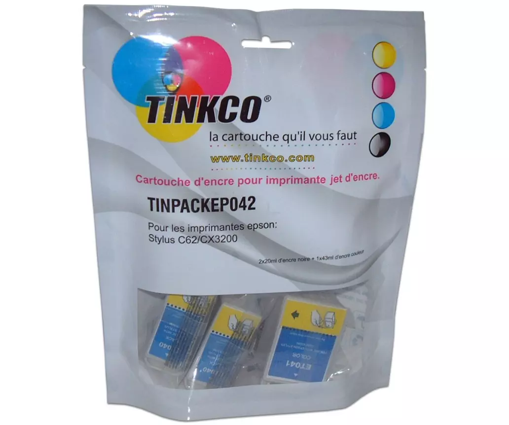 Cartouche encre Epson T040/T041 noir et couleur - Pack de 3 cartouches  compatibles Epson C62 / CX3200