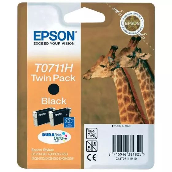 Cartouche EPSON T0711H Girafe (TWINPACK711) noir - cartouche d'encre de marque EPSON