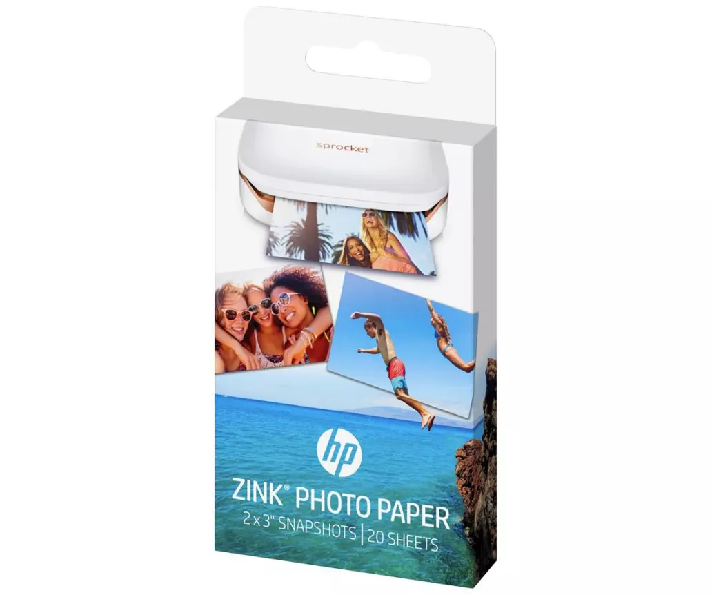 Papier photo autocollant de marque HP ZINK W4Z13A - 20 feuilles