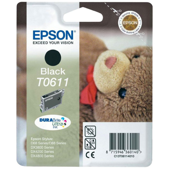 Epson T0611 - Cartouche de marque Epson T0611 C13T061140 noire (ourson / T611)