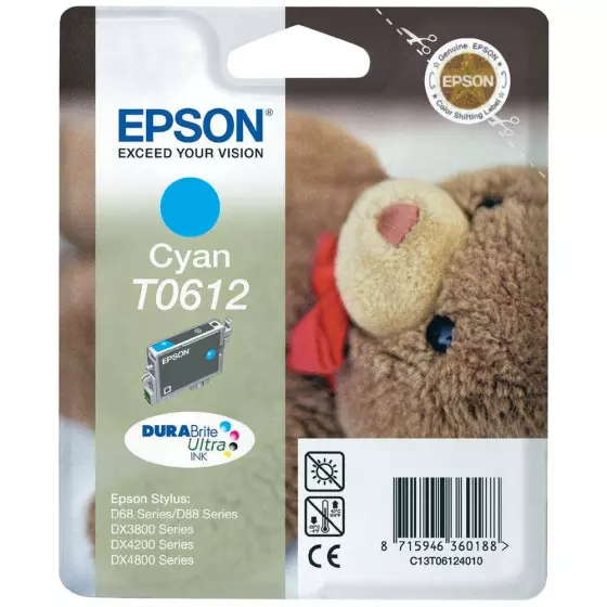 Cartouche EPSON T0612 (C13T06124010) cyan - cartouche d'encre de marque EPSON