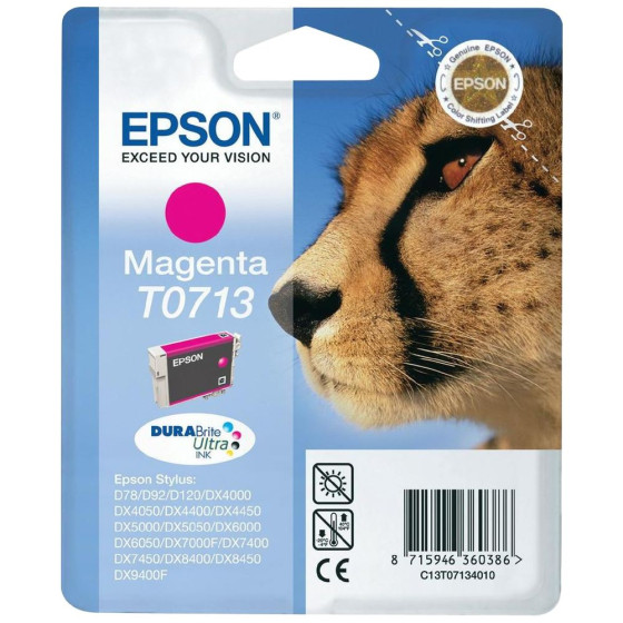 Cartouche de marque Epson T0713 - Encre magenta DURABrite Ultra 5,5ml - Guépard