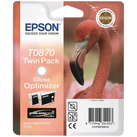 Epson T0870 - LOT de 2 cartouches de marque Epson T0870 gloss optimizer