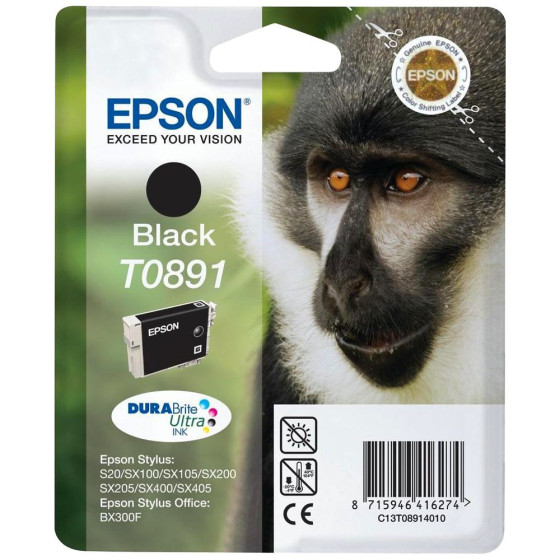Epson T0891 - Cartouche de marque Epson T0891 C13T08914010 noire (singe / T891)