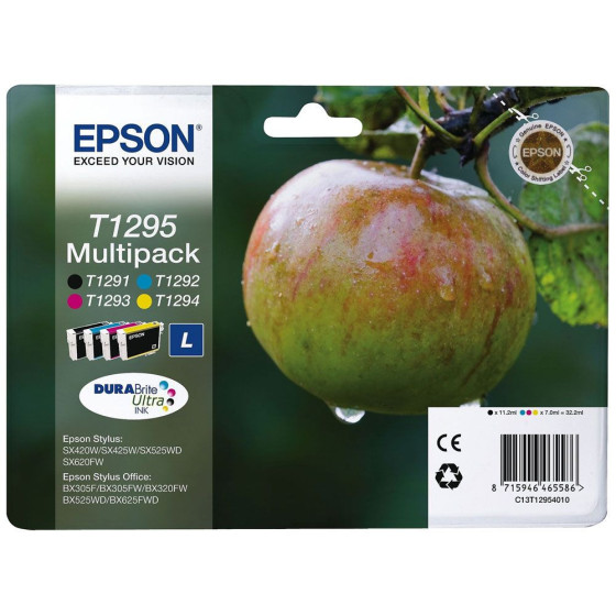 Epson T1295 - Pack de 4 cartouches de marque Epson T1291 T1292 T1293 T1294 (pomme)